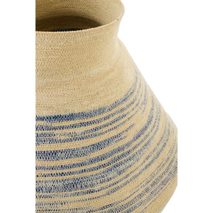 Cestino a righe in erba marina naturale/blu, grande, J-Line