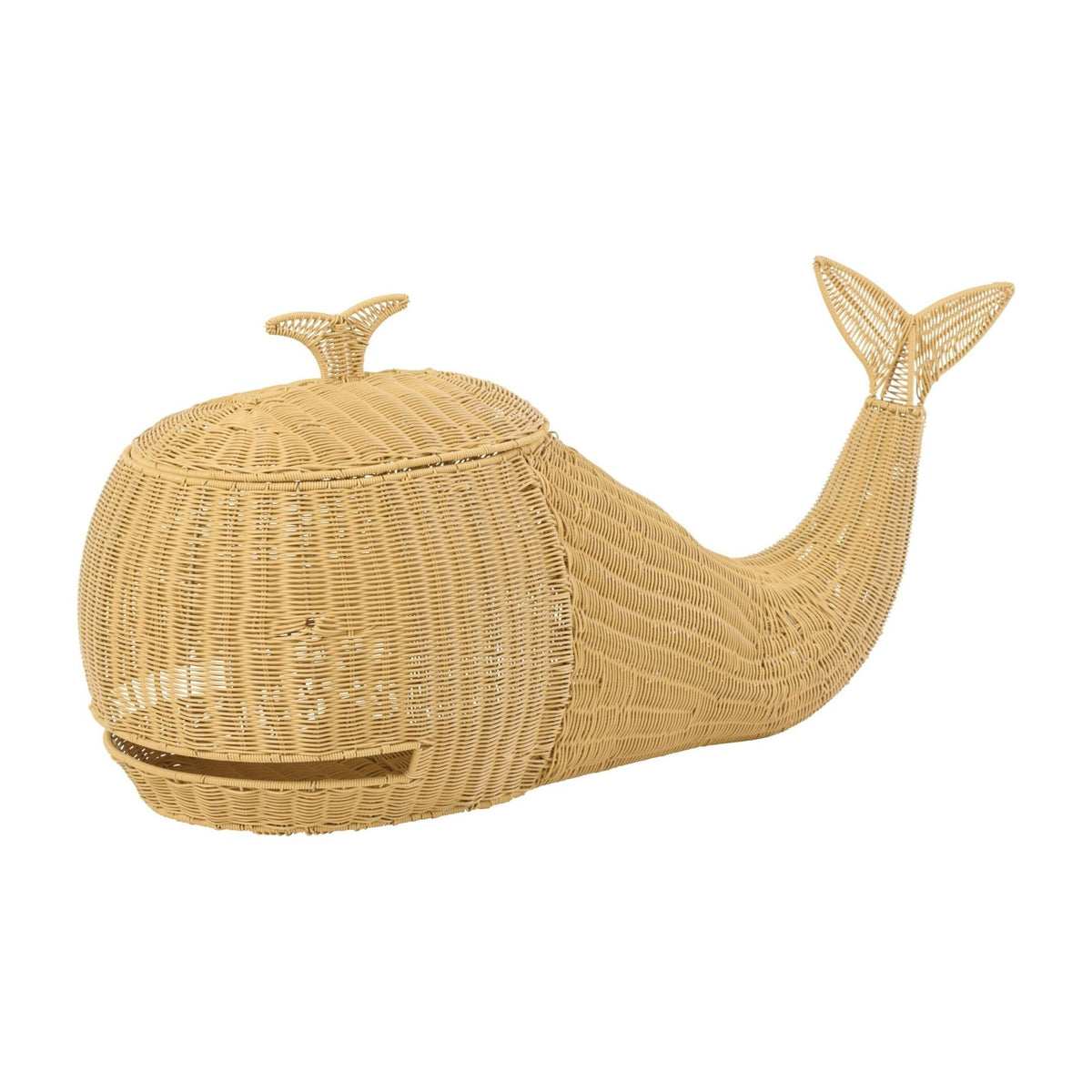 Cestino a balena in plastica color naturale J-Line