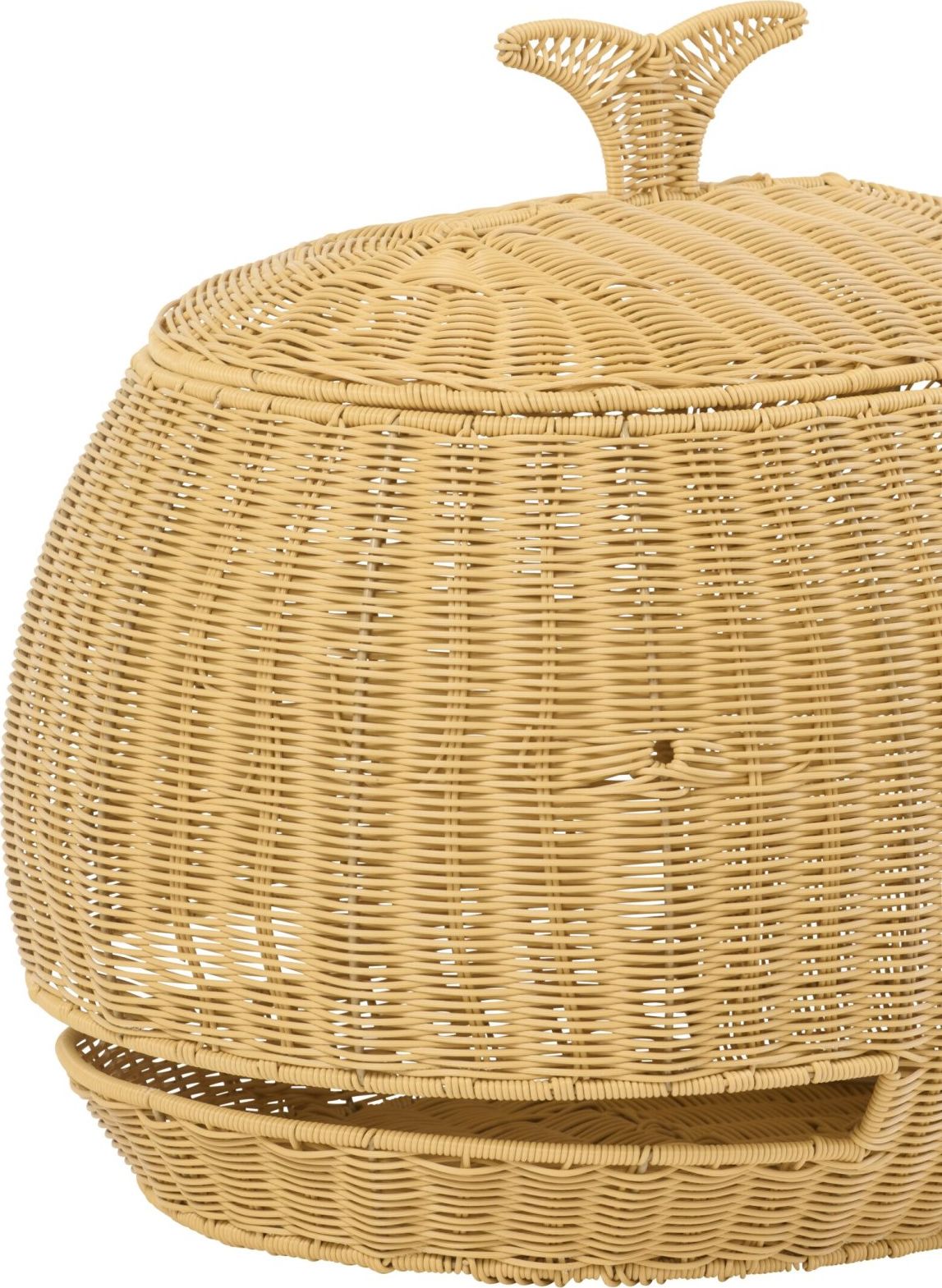 Cestino a balena in plastica color naturale J-Line