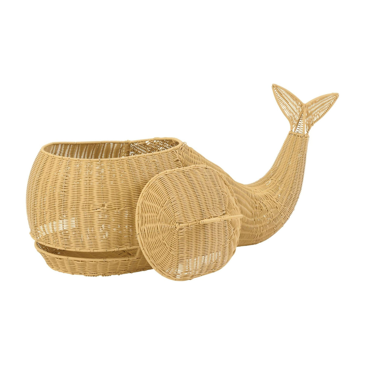 Cestino a balena in plastica color naturale J-Line