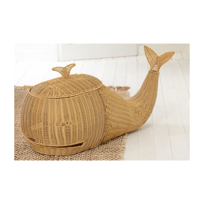 Cestino a balena in plastica color naturale J-Line