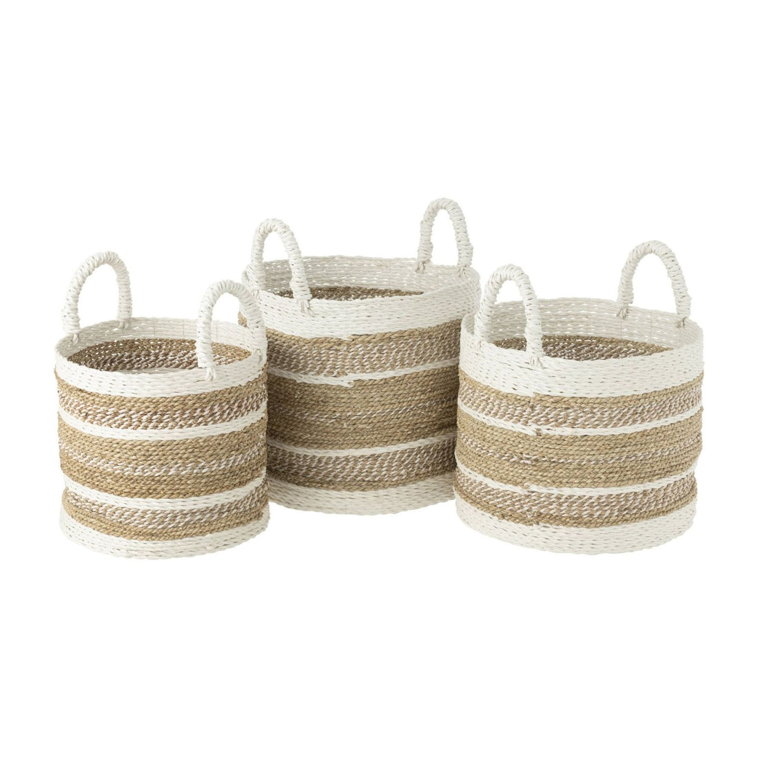 Set di 3 cesti Caro in rafia bianco/naturale J-Line