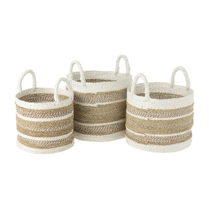 Set di 3 cesti Caro in rafia bianco/naturale J-Line