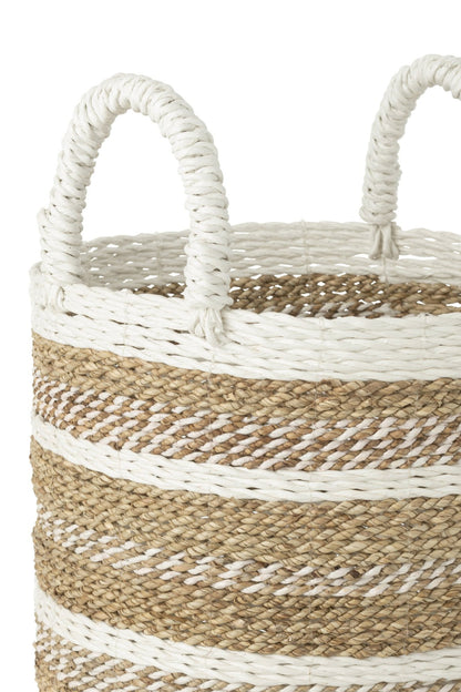 Set di 3 cesti Caro in rafia bianco/naturale J-Line
