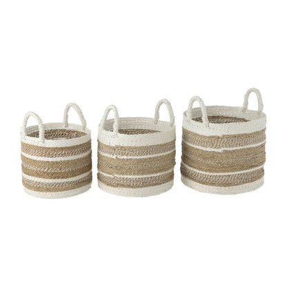 Set di 3 cesti Caro in rafia bianco/naturale J-Line