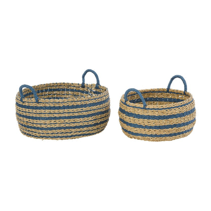 Cesti in carta a righe naturale/blu, set da 2, J-Line