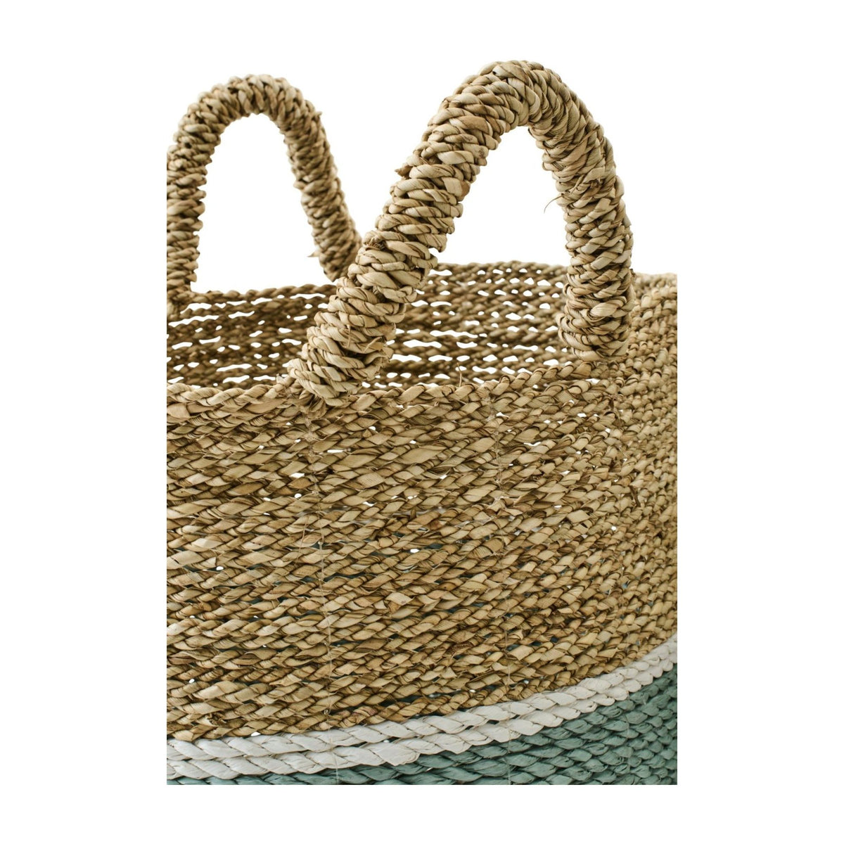 Cesti a righe in erba marina naturale/turchese, set di 3 J-Line
