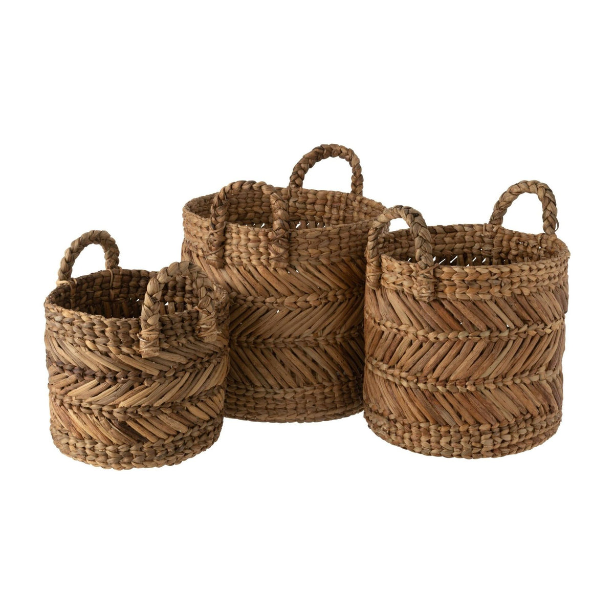 Set di 3 cesti in rafia intrecciata color naturale J-Line