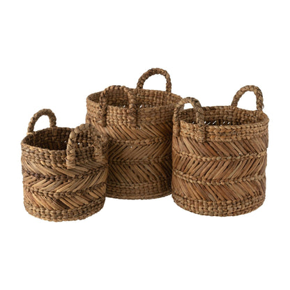 Set di 3 cesti in rafia intrecciata color naturale J-Line