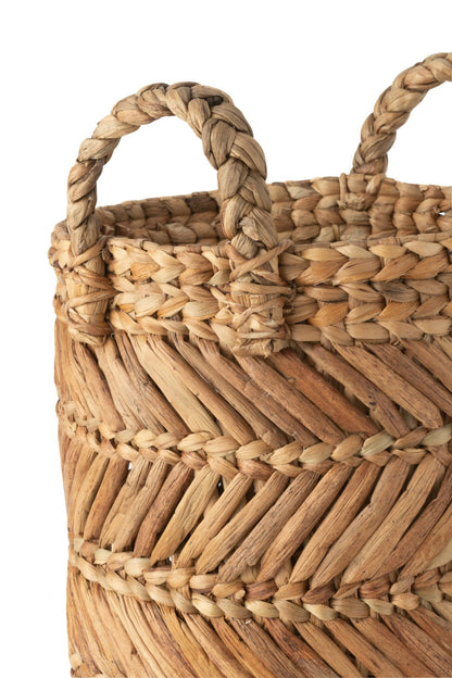 Set di 3 cesti in rafia intrecciata color naturale J-Line