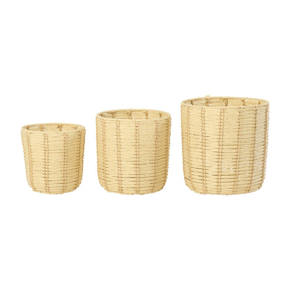 Cesti Rotondi in Carta Rigata Naturale/Beige Set di 3 J-Line