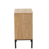 Nachtkast Vierkant Mdf/Metaal Naturel/Zwart - Nachtkastje - J-Line - livinglovely.nl
