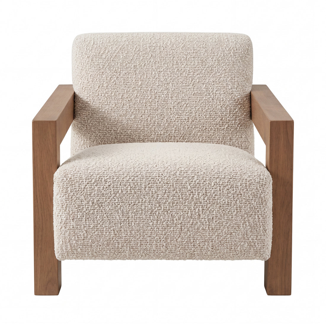 Nelo Fauteuil Linnenlook Crème Rubberhout van PTMD, crème fauteuil in linnenlook stof met rubberhouten poten