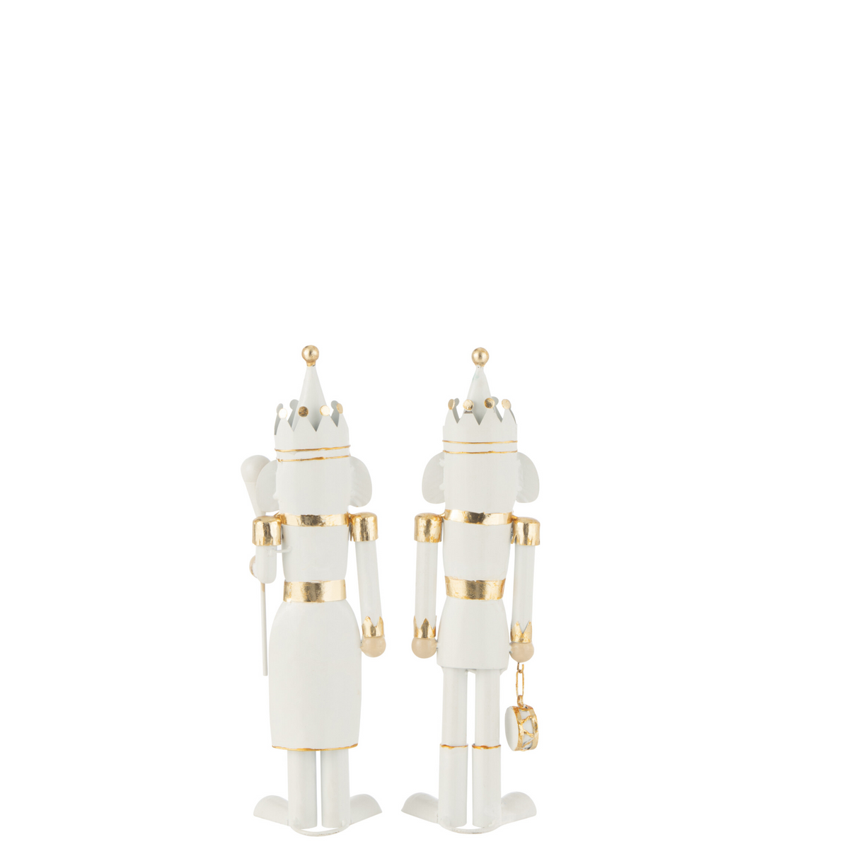Notenkraker Goud/Wit 36.5cm Set van 2 J-Line - Kerstdecoratie - J-Line - livinglovely.nl