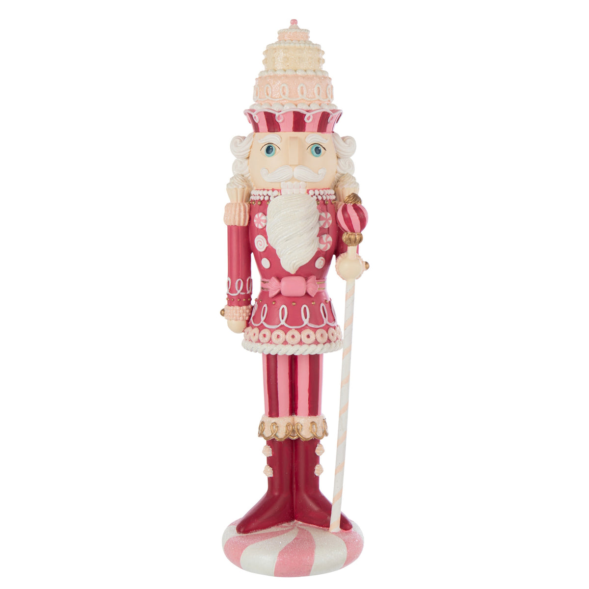 Notenkraker Snoep van J-Line in wit en roze, 55,5cm hoog met snoepdetails