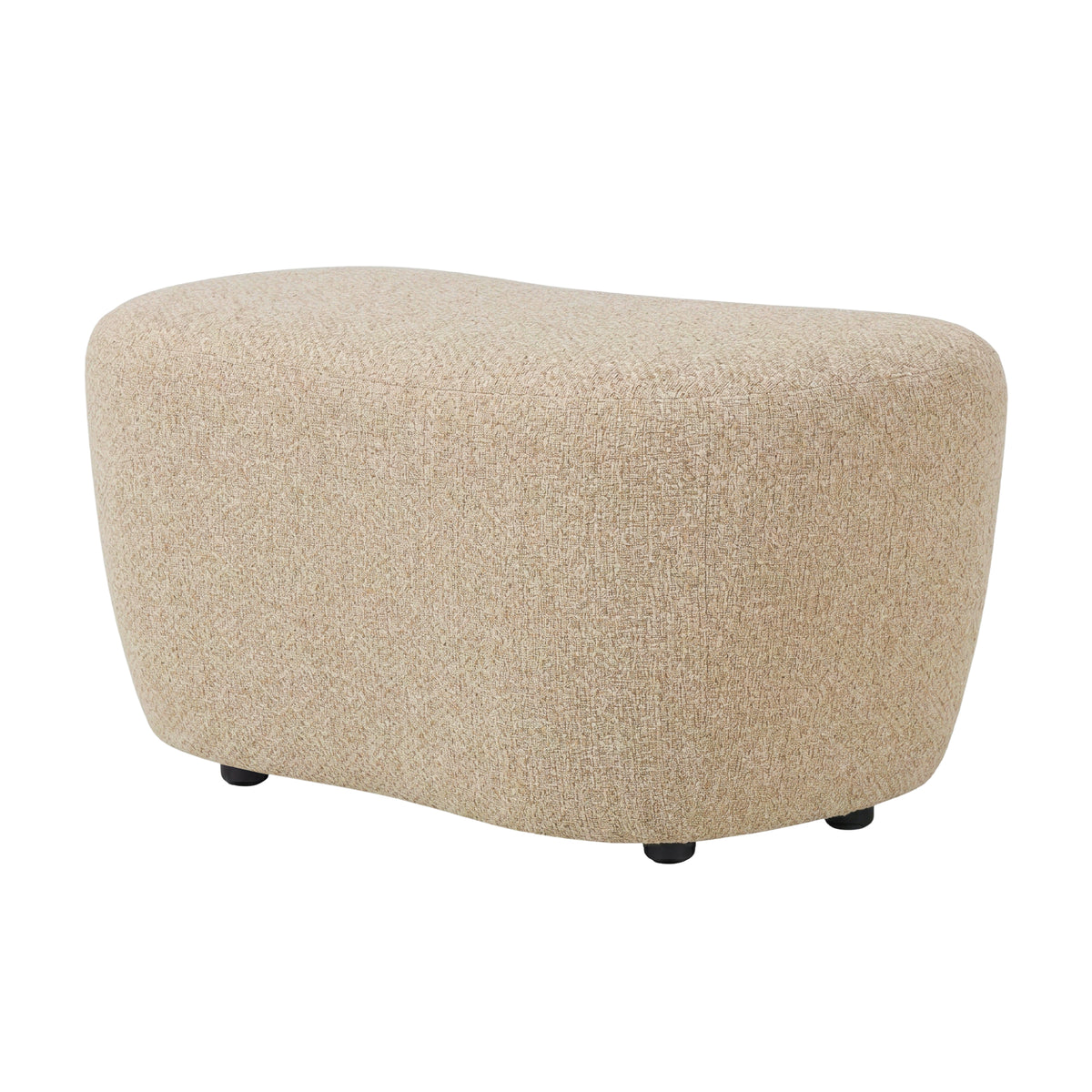 Nuvio Poef Stof Mink Organisch Hoog Legacy van PTMD, hoge poef met organische vorm in mink stof op witte achtergrond