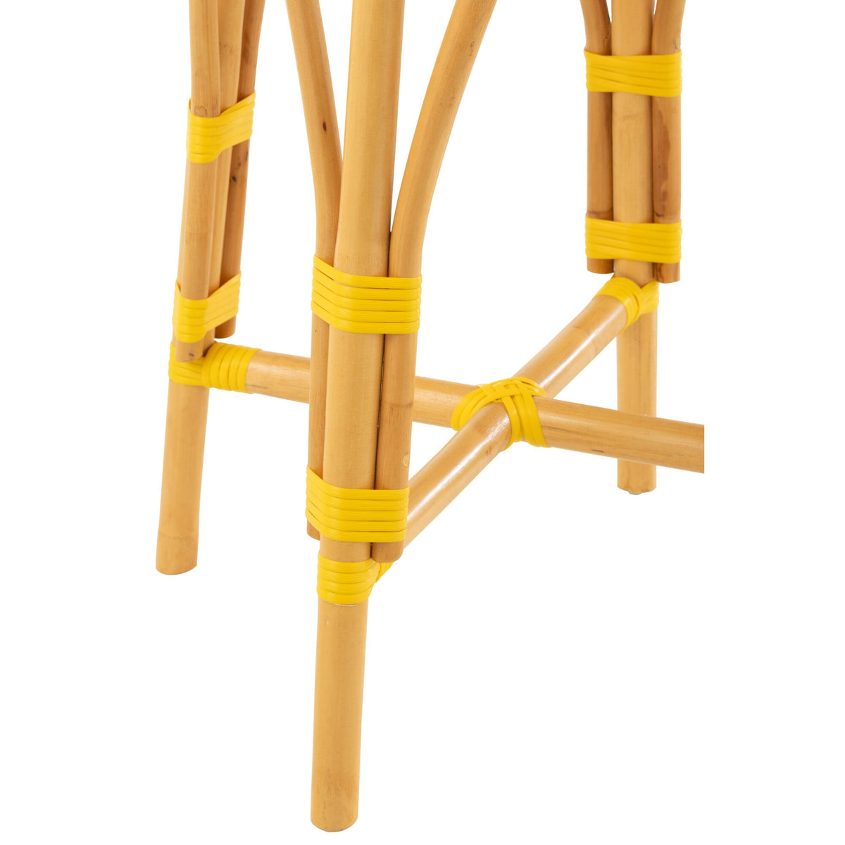 Sgabello da esterno Barkruk Live rotondo in rattan giallo/bianco J-Line