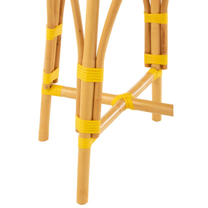 Sgabello da esterno Barkruk Live rotondo in rattan giallo/bianco J-Line