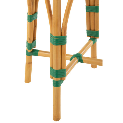 Sgabello da esterno Barkruk Live rotondo in rattan verde/bianco J-Line
