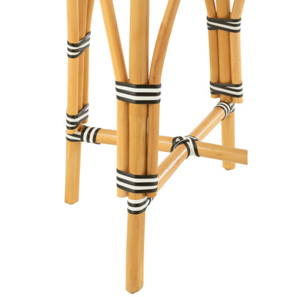 Sgabello da esterno Barkruk Live rotondo in rattan nero/bianco J-Line