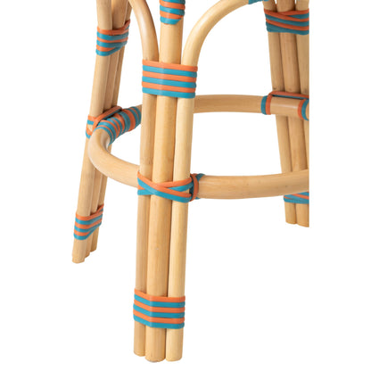 Sgabello da Esterno Geo Rotondo Rattan Arancione/Turchese J-Line