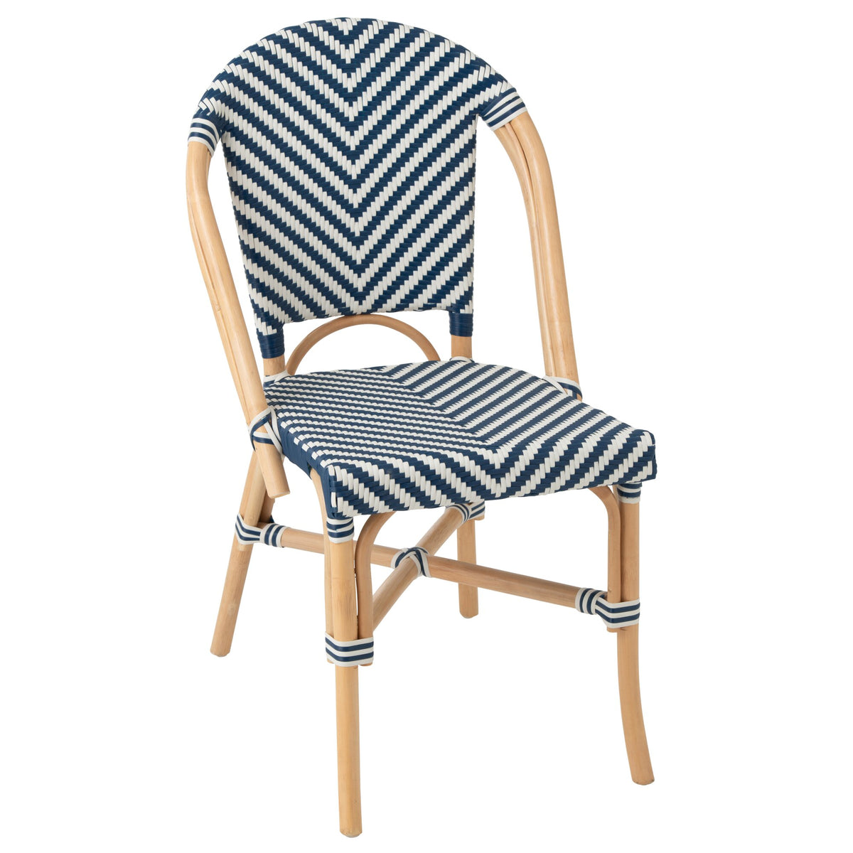 Sedia da Esterno Geo Rotonda in Rattan Blu/Bianco J-Line