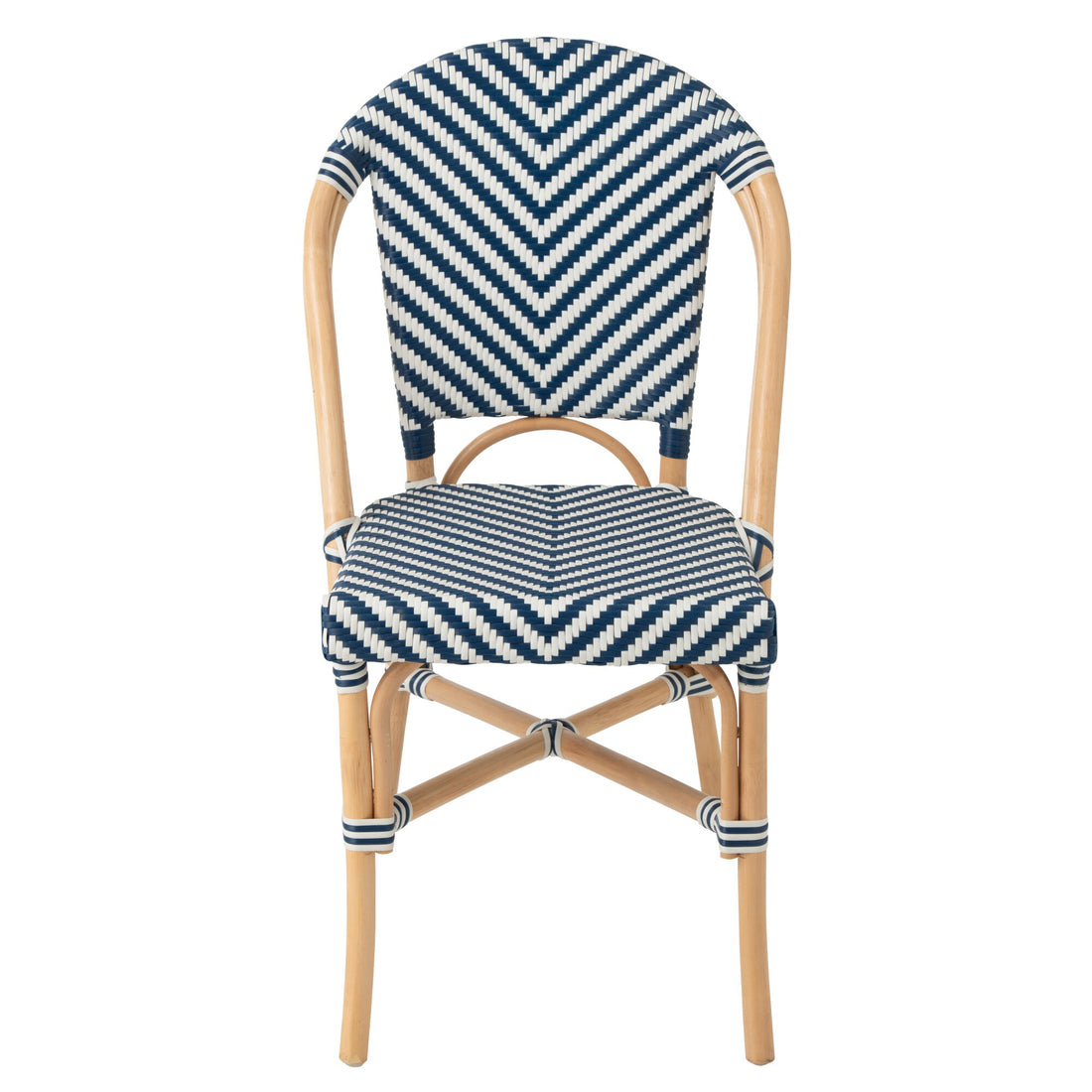 Sedia da Esterno Geo Rotonda in Rattan Blu/Bianco J-Line