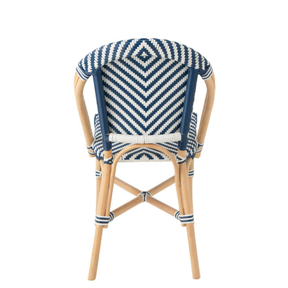 Sedia da Esterno Geo Rotonda in Rattan Blu/Bianco J-Line