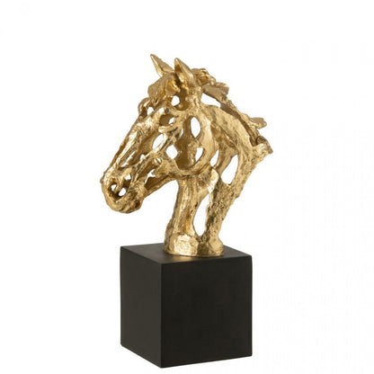 Cavallo in Piedistallo in Poliresina Color Oro/Nero Large J-Line