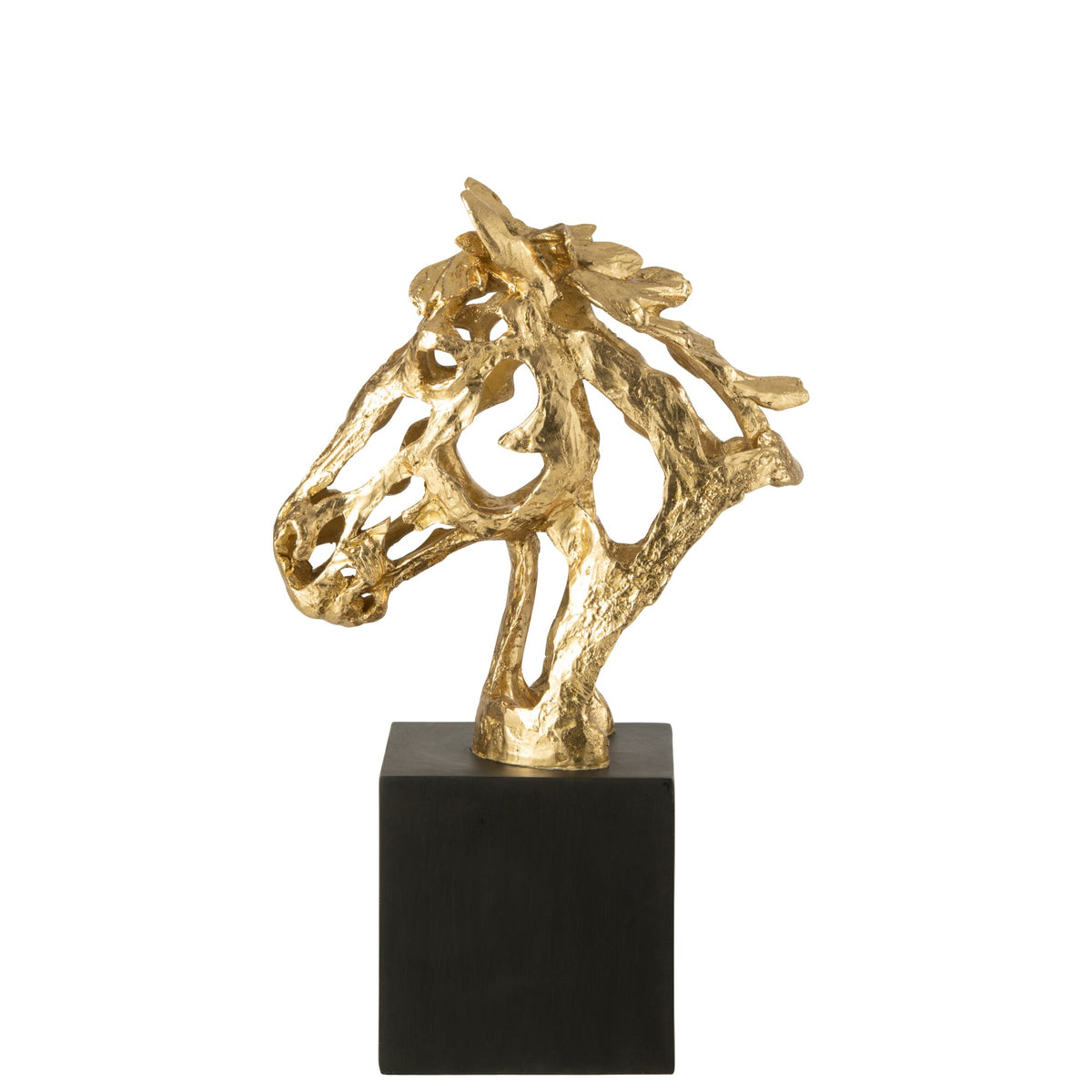Cavallo in Piedistallo in Poliresina Color Oro/Nero Large J-Line