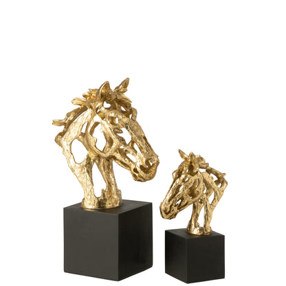 Cavallo in Piedistallo in Poliresina Color Oro/Nero Large J-Line