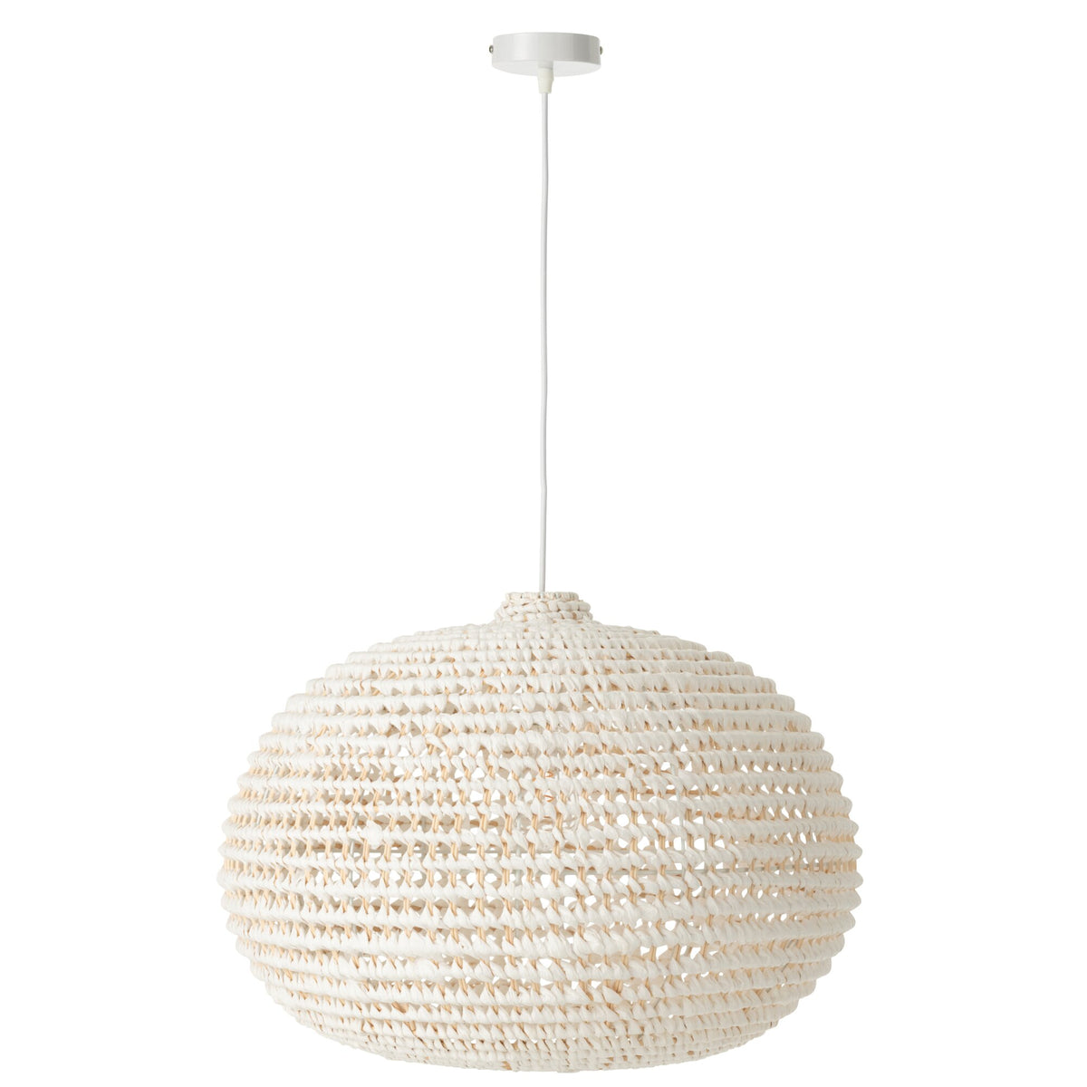 Lampada da soffitto rotonda in metallo intrecciato bianco J-Line