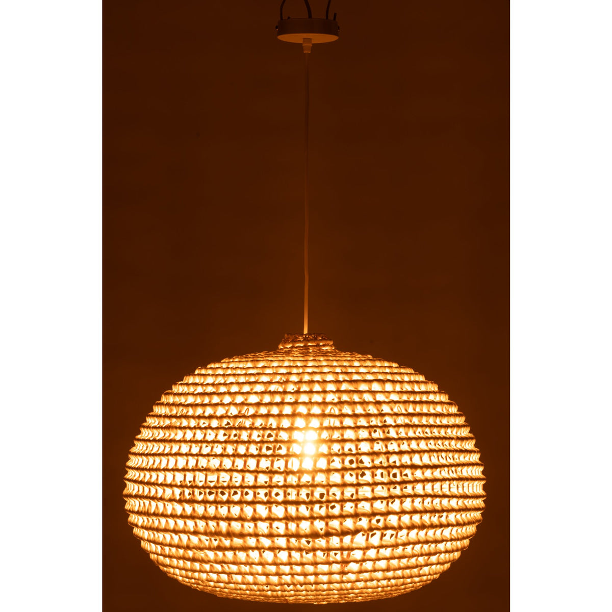 Lampada da soffitto rotonda in metallo intrecciato bianco J-Line