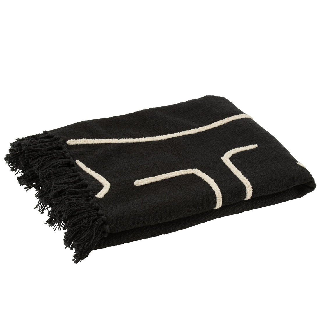 Plaid Righe/Archi Cotone Nero/Bianco 130x180cm
