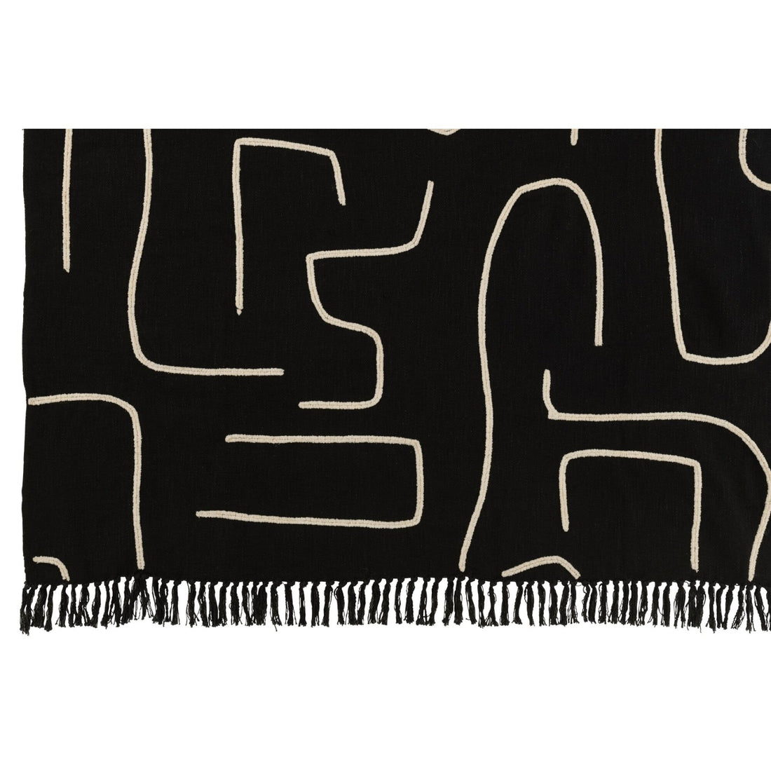 Plaid Righe/Archi Cotone Nero/Bianco 130x180cm