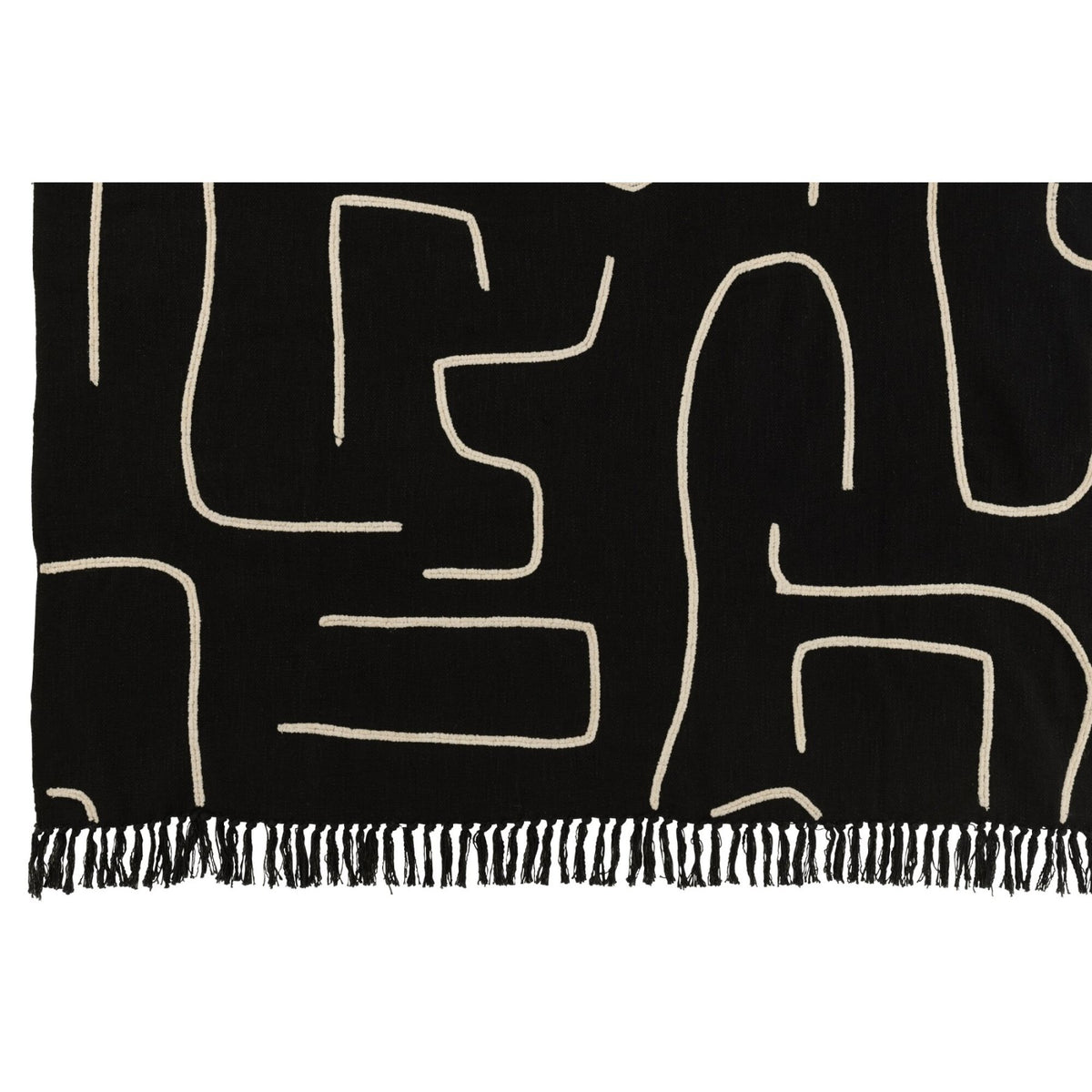 Plaid Righe/Archi Cotone Nero/Bianco 130x180cm