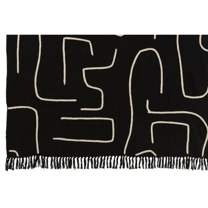 Plaid Righe/Archi Cotone Nero/Bianco 130x180cm