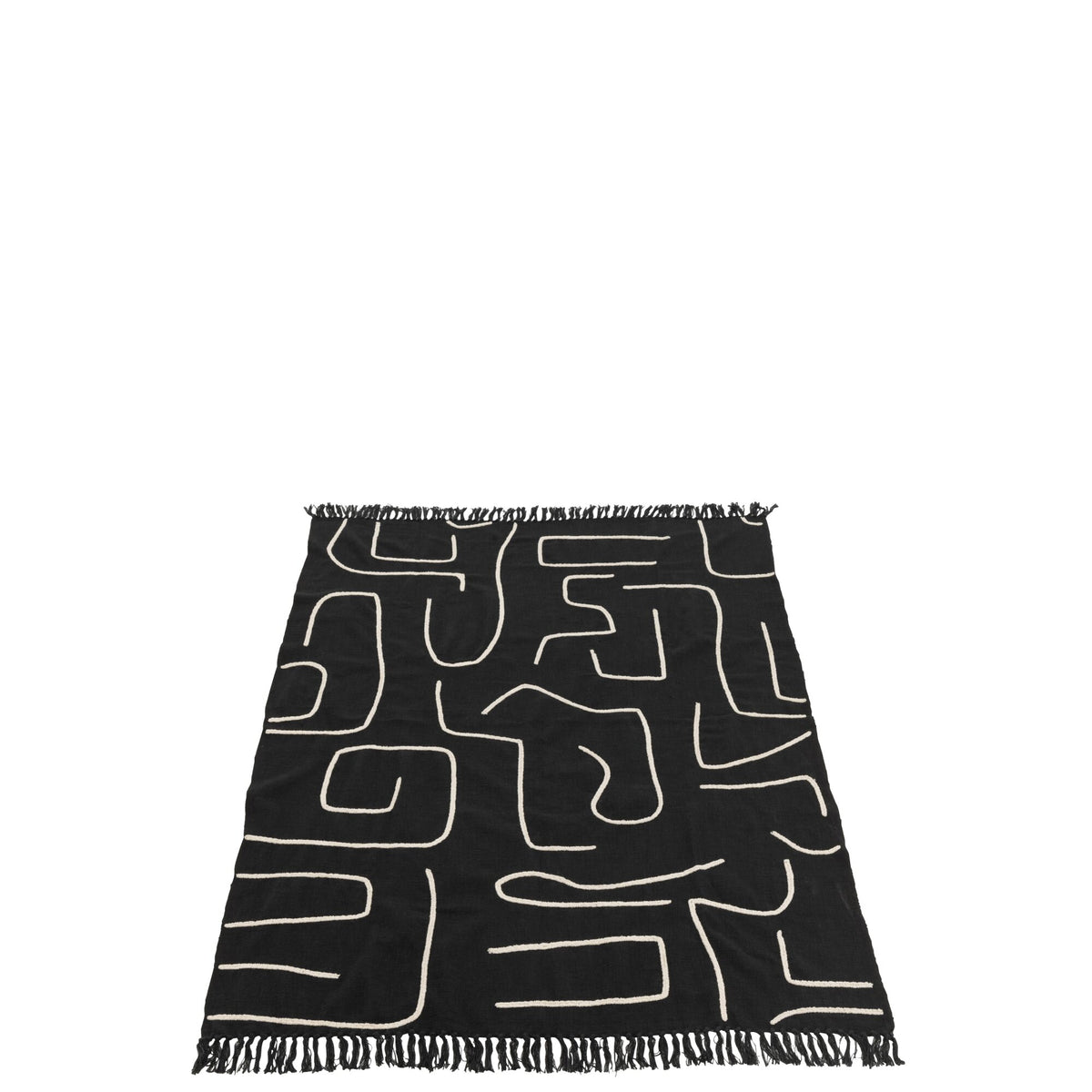 Plaid Righe/Archi Cotone Nero/Bianco 130x180cm