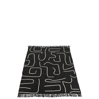 Plaid Righe/Archi Cotone Nero/Bianco 130x180cm