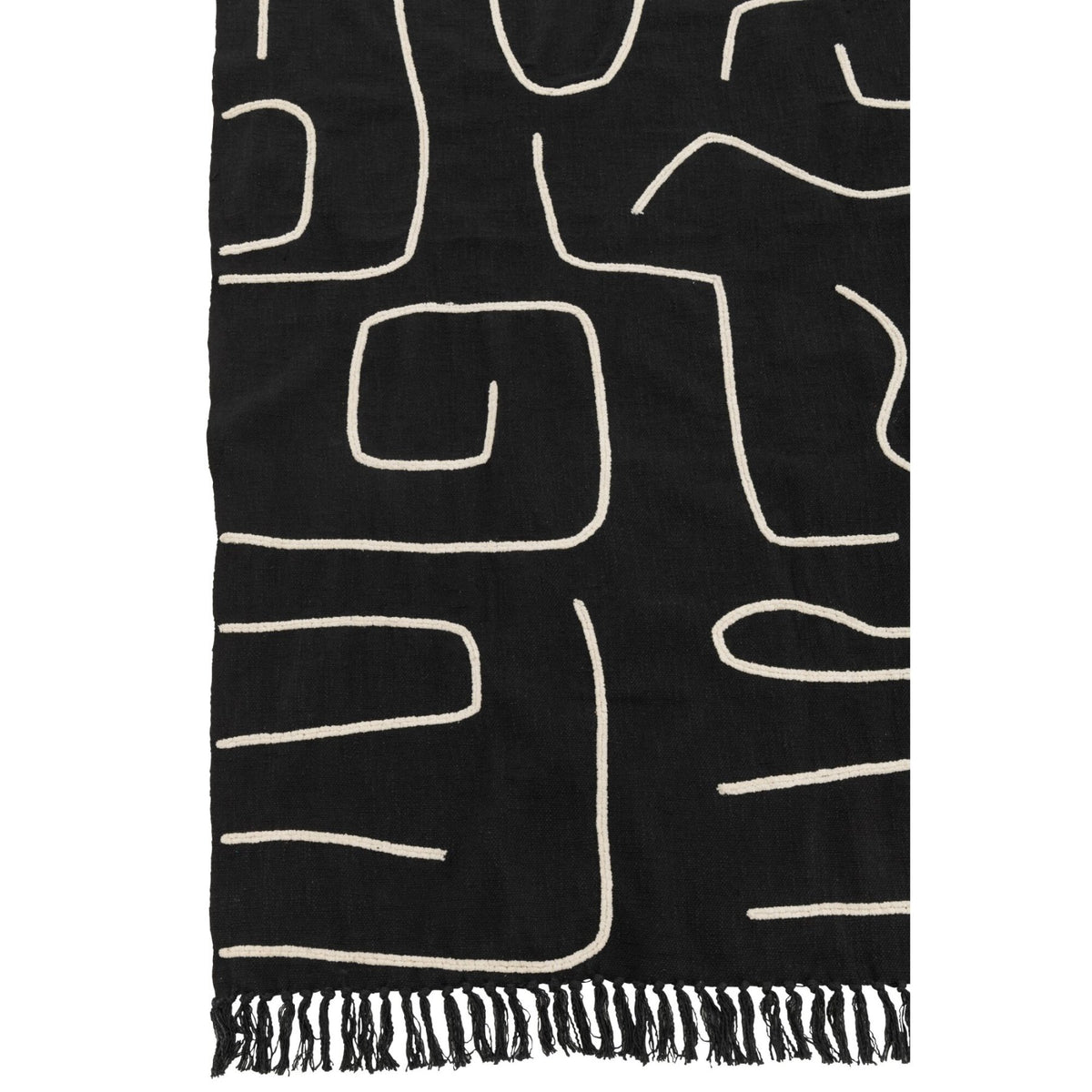 Plaid Righe/Archi Cotone Nero/Bianco 130x180cm