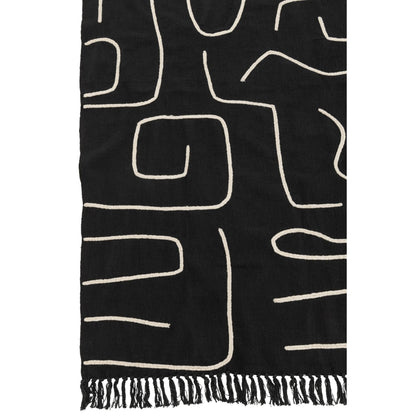 Plaid Righe/Archi Cotone Nero/Bianco 130x180cm
