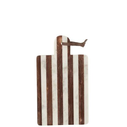 Tagliere Rettangolare Rigato Marmo Bianco/Marrone Piccolo