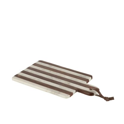 Tagliere Rettangolare Rigato Marmo Bianco/Marrone Piccolo