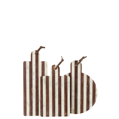 Tagliere Rotondo Rigato Marmo Bianco/Marrone 46x31x2cm J-line