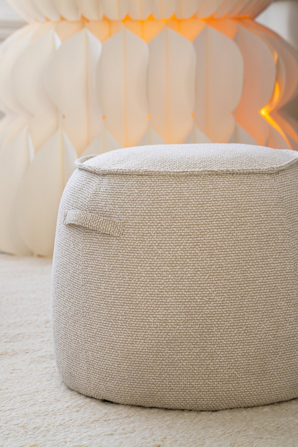Pouf Alex Plywood/Tessuto Ecru J-Line