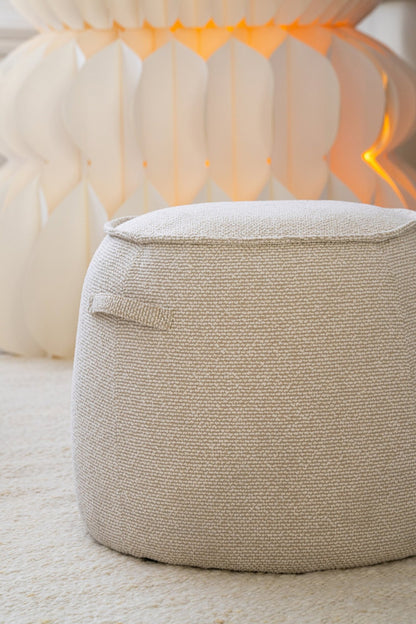 Pouf Alex Plywood/Tessuto Ecru J-Line