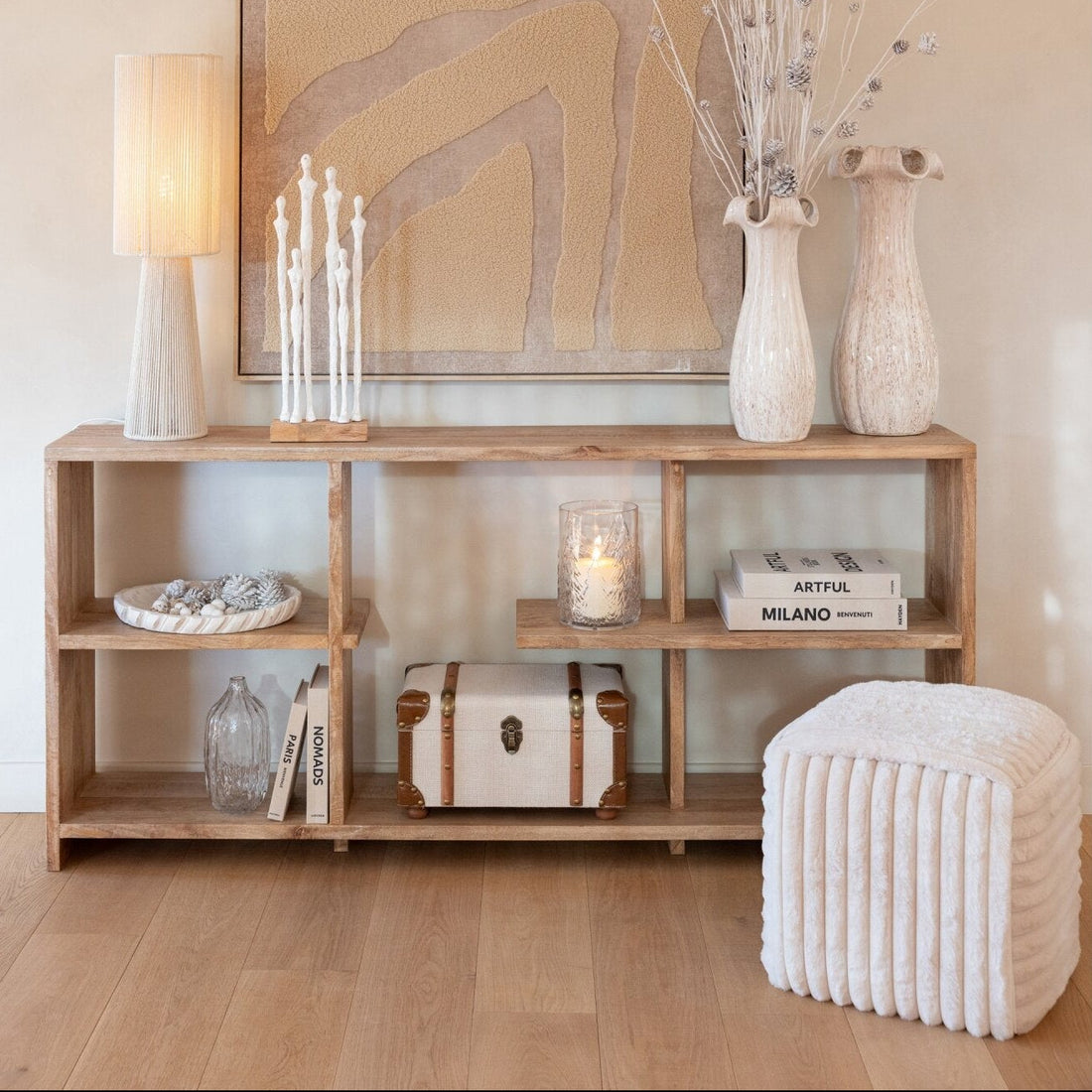 Pouf Scanalato MDF Bianco J-Line