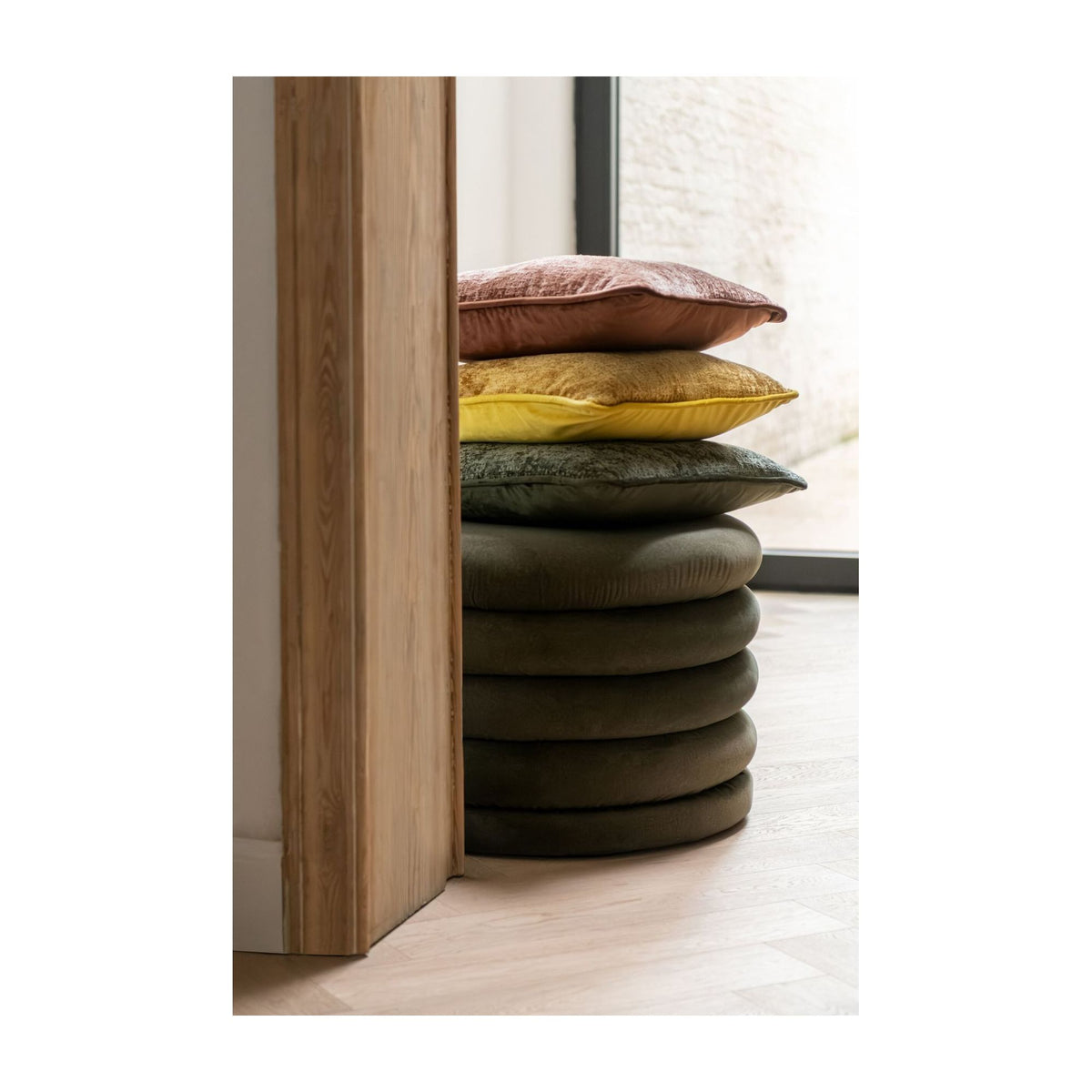 Pouf Mich Legno compensato/Tessuto Verde scuro J-Line