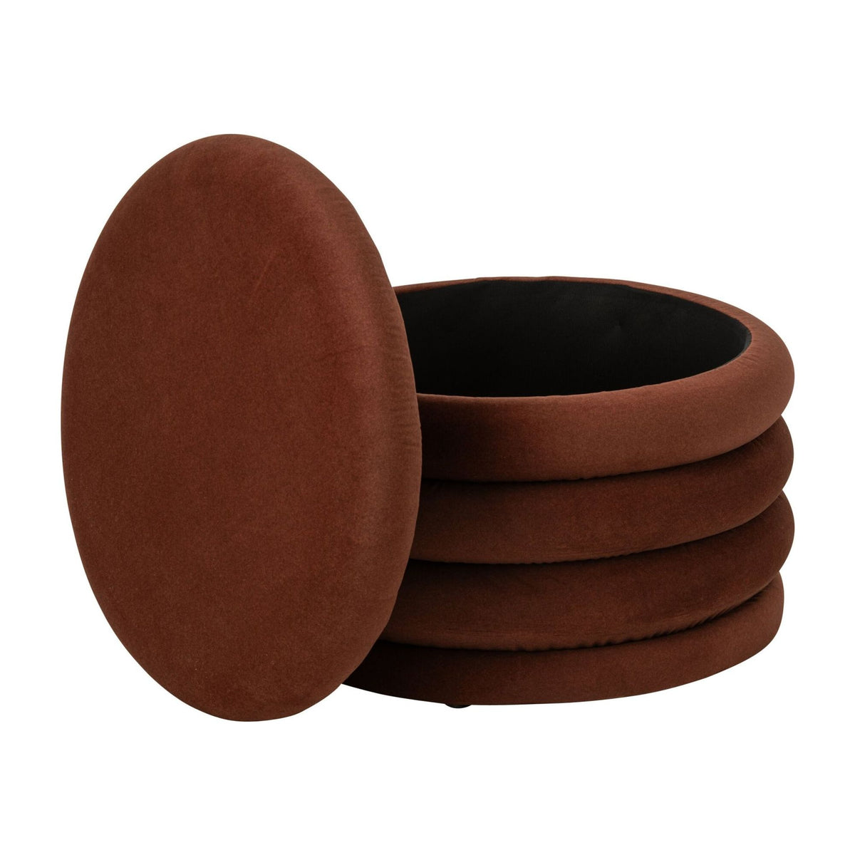 Pouf Mich in compensato/tessuto marrone ruggine J-Line