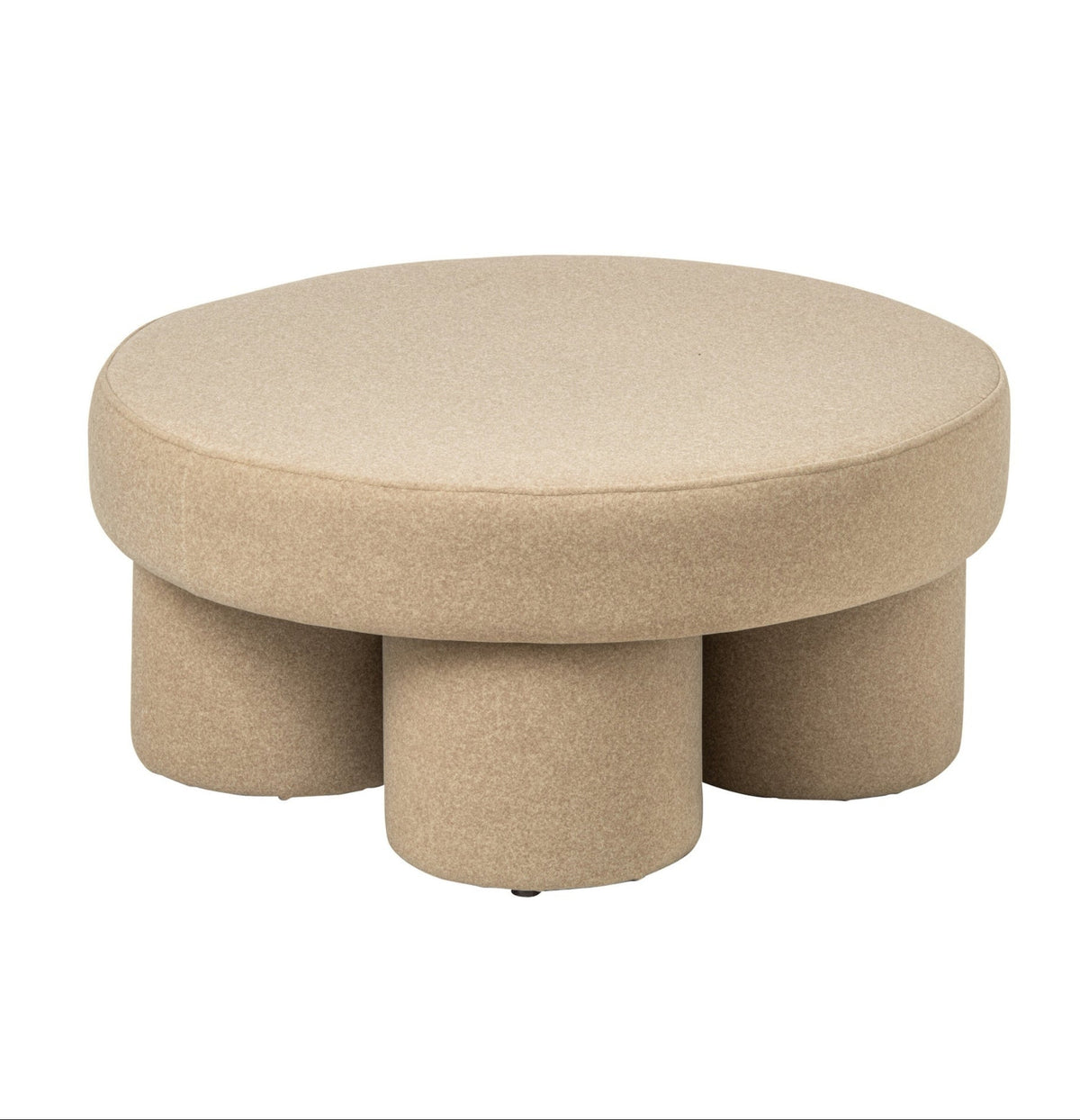 Pouf con piedini in compensato/tessuto beige chiaro Large J-Line